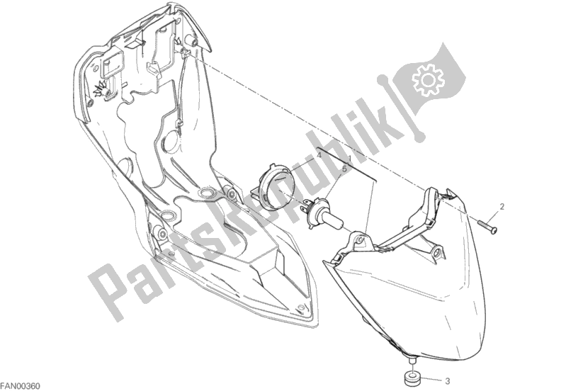All parts for the Headlight of the Ducati Hypermotard 950 Thailand 2020